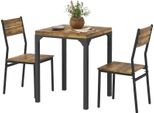Fortuna Lai Set Da Pranzo 3 Pezzi, Set Tavolo Da Pranzo, 1 Tavolo, 2 Sedie, Mdf+Metallo, Marrone