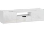 Fortuna Lai Tv Mobile Basso Con 2 Ante, Cassetto, Lunghezza 160 Cm Mobile Tv Per Televisori Fino A 65 Pollici, Mobile Tv Con Sistema Di Gestione Dei Cavi Per Soggiorno, Bianco