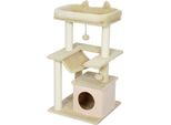 Fortuna Lai Tiragraffi Per Gatti, Tiragraffi Con Giocattoli, Sedile, Amaca, 48 X 48 X 90 Cm, Color Crema