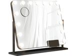 Specchio Cosmetico Led Fortuna Lai, 3 Modalità Di Illuminazione, Dimmerabile, Comando Touch, Usb, 62,5X49,5 Cm, Nero
