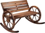Panchina A Dondolo In Legno Fortuna Lai, Panchina A Dondolo A 2 Posti Con Braccioli, Portata Massima 240 Kg, Per Giardino E Balcone, Design In Legno Carbonizzato