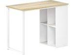 Fortuna Lai Scrivania Per Computer Con Ripiani, Scrivania Moderna Con Struttura In Acciaio, Scrivania Per Pc Per Ufficio Domestico, Studio, Spazi Ridotti 100 X 54 X 75 Cm, Rovere