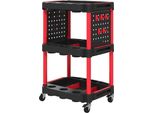 Carrello Da Officina Fortuna Lai Con 3 Ripiani, Ripiani Laterali Forati, Carrello Portautensili Con 10 Ganci, Fori Per Ganci Carrello Da Officina Per Utensili Per Garage, Magazzino, Carico Massimo 91 Kg, Nero