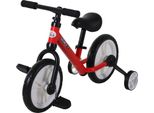Fortuna Lai Bicicletta Senza Pedali, Bicicletta Per Bambini, Bicicletta 2 In 1, Bicicletta Per Bambini Con Rotelle E Pedali, 2-5 Anni, Sedile Regolabile In Altezza, Pp, Rosso, 85 X L36 X A54 Cm