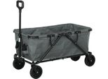 Carrello Da Giardino Fortuna Lai Con Portata Massima 120 Kg, Carrello Di Trasporto Pieghevole Con Telone Rimovibile Da 160 Litri, Grigio Scuro