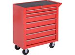 Carrello Da Officina Fortuna Lai Con Rotelle, Carrello Portautensili Con 7 Cassetti, Carrello Di Montaggio Chiudibile A Chiave Con Freno Di Stazionamento, Carrello Mobile, Carico Massimo 150 Kg, Acciaio, Rosso