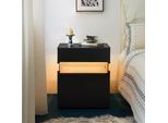 Fortuna Lai Comò Led A 3 Cassetti Per Camera Da Letto Tavolino Con Ripiano In Acrilico Comodini Led Per Camera Da Letto Soggiorno Mobili Da Comodino (Nero)