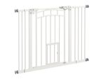 Fortuna Lai Barriera Di Sicurezza Per Cani Con Meccanismo Di Chiusura Automatica E Gattaiola, Senza Fori, 74-100 Cm, Bianco