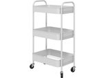 Fortuna Lai Carrello Di Servizio Carrello Con 3 Ripiani Carrello Da Cucina Carrello Portaoggetti Per Cucina E Soggiorno In Acciaio Bianco