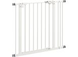 Fortuna Lai Barriera Di Sicurezza Per Cani, Barriera Di Protezione, 74-87 Cm, Barriera Di Sicurezza Per Animali Domestici, Barriera Per Cani Con Prolunga Inclusa, Barriera Di Sicurezza Senza Forature, Metallo, Plastica, Bianco