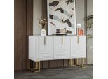 Fortuna Lai Moderno Sideboard A 3 Ante Con Ripiani Regolabili, Ante A U E Maniglie In Metallo E Zoccolo Per Sala Da Pranzo E Cucina (Bianco)