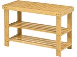 Fortuna Lai Panca Porta Scarpe Panca Guardaroba In Bambù Con 3 Ripiani Per 6 Paia Di Scarpe, Scaffale Porta Scarpe 70 X 28 X 45 Cm, Soluzione Di Archiviazione Naturale