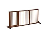 Fortuna Lai Barriera Di Sicurezza Barriera Di Sicurezza Indipendente Per Cani Con Porta, Barriera Di Protezione In Legno, Marrone, 113-166X36X71 Cm