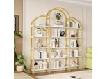 Fortuna Lai 170 X 26 X 190 Cm Scaffale In Stile Semplice, Materiale Tubolare In Acciaio E Mdf, Cinque Ripiani, Forma A Nuvola Unica, Facile Da Montare E Pulire, Oro + Bianco