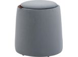 Fortuna Lai Pouf 2 In 1 Pouf Rotondo In Velluto Grigio Con Spazio Contenitivo E Coperchio Rimovibile Ø44Cm X 47,5Cm Versatile, Utilizzabile Anche Come Tavolino