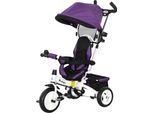Fortuna Lai 6-In-1 Triciclo Con Barra Di Spinta, Triciclo Per Bambini Con Tettuccio Parasole Rimovibile, Bicicletta Senza Pedali Con Cintura Di Sicurezza A 5 Punti, Cestino, Portabevande, Per Bambini Da 1 A 5 Anni, Viola