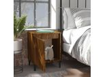 Maison Exclusive - Comodino Con Gambe In Metallo Effetto Rovere Marrone 40X30X50 Cm