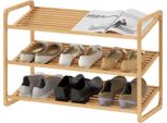 Fortuna Lai Scaffale In Bambù, Scaffale Per Scarpe, Scaffale Da Ingresso, Design A 3 Ripiani, Portata 30 Kg, Legno