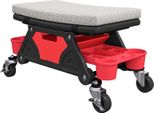Sgabello Da Officina Fortuna Lai Con Rotelle, Ripiano E Cassetto, Altezza 35 Cm, Sgabello Con Rotelle Con Portata Fino A 135 Kg, Sgabello Da Lavoro, Seduta Con Rotelle, Seduta Da Officina Per Officina, Grigio