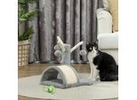 Fortuna Lai Tiragraffi 40 Cm Piccola Torre Per Gatti Con Cuccia, 2 Palline, Tappetino Graffiante, Tiragraffi, Albero Per Arrampicarsi, Per Gatti Piccoli E Grandi, Grigio Chiaro