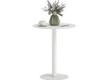 Tavolo Da Pranzo Fortuna Lai, Tavolo Da Cucina Rotondo Per 2 Persone, Tavolo Da Pranzo Moderno Per Soggiorno, Giardino, Acciaio, Ø60 X 72 Cm, Bianco