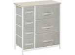 Fortuna Lai Cassettiera Con 7 Cassetti Pieghevoli In Tessuto, Salvaspazio In Tessuto Non Tessuto, Grigio, 63,5X30X71 Cm, Ideale Per Riporre Oggetti