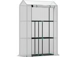 Serra Fortuna Lai Con Scaffali E Porta Scorrevole, Serra In Acciaio Resistente All'inverno, Serra Per Balcone, Giardino, Serra Per Pomodori Con Protezione Uv 100X40X150 Cm Serra Per Pomodori Per Ortaggi, Fiori E Piante Bianco