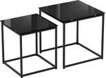 Fortuna Lai Set Di 2 Tavolini Set Di Tavolini Da Caffè Tavolino Con Piano In Vetro Tavolino Quadrato In Acciaio Nero Per Soggiorno