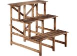 Fortuna Lai Scala Per Piante Scaffale Per Fiori A 3 Ripiani In Legno Di Abete 80 X 80 X 78 Cm Per Giardino, Balcone E Terrazza