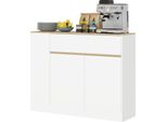Fortuna Lai Credenza, Mobile Da Cucina Con Cassetto, Ripiano Regolabile, Armadio Contenitore Con Protezione Antiribaltamento, Mobile Ausiliario Per Cucina, Sala Da Pranzo, 105 X 30 X 81,5 Cm Bianco