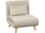 Poltrona Letto Fortuna Lai, Poltrona Pieghevole Con Funzione Letto, Cuscini Decorativi, Poltrona Relax Pieghevole Con Schienale Regolabile In Velluto, Per Soggiorno, Beige