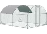 Fortuna Lai Pollaio Recinto All'aperto In Acciaio, 280 X 380 X 197 Cm Gabbia Per Polli Con Copertura Resistente Ai Raggi Uv, Porta, Recinto Per 6-12 Polli, Piccoli Animali, Argento