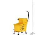 Carrello Per Pulizie Fortuna Lai Carrello Per Pulizie Secchio Da 36 Litri Con Pressa, Carrello Domestico Con Mocio E Manico Per La Pulizia Di Edifici E Uffici Giallo