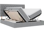 Vidaxl Letto Contenitore Con Materasso Grigio Chiaro 200 X 200 Cm In Pelle Finta