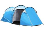 Tenda A Tunnel Fortuna Lai Per 2-3 Persone Tenda Da Campeggio 190T Con Picchetti, Fibra Di Vetro E Poliestere, Azzurro, 426X206X154 Cm