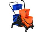 Carrello Per La Pulizia Fortuna Lai Carrello Per La Pulizia Professionale Con Pressa A Ganasce 2 Secchi + Contenitore Arancione Blu