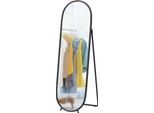 Specchio A Figura Intera Fortuna Lai, Specchio Da Parete 160 X 40 Cm Con Supporto, Cornice In Metallo, Specchio Ovale Da Appoggio Per Soggiorno, Camera Da Letto, Nero