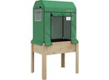 Fortuna Lai Aiuola Rialzata In Legno Con Serra 86X60X165 Cm, Semenzaio Rialzato Con Tessuto Non Tessuto Per Erbe Aromatiche E Ortaggi, Naturale/Verde