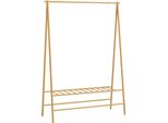 Fortuna Lai Appendiabiti In Bambù, Appendiabiti Con Ripiani E Ganci, Stendibiancheria Con Asta Appendiabiti, Per Corridoio, Soggiorno, Camera Da Letto, 116 X 43,5 X 160 Cm, Legno Naturale