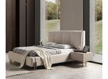 Elegante Set Camera Da Letto Letto Imbottito Robusti Comodini In Legno