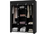 Armadio In Tessuto Fortuna Lai Con Appendiabiti A 8 Ripiani 125X43X162,5 Cm Nero Armadio Pieghevole Salvaspazio Per Corridoio E Camera Da Letto