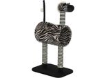 Fortuna Lai Tiragraffi Design Zebra Con Tunnel Per Gatti Ø25 Cm, Albero Tiragraffi 93 Cm, Pali Tiragraffi Bianchi E Neri Per Gatti