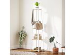Fortuna Lai Appendiabiti, Appendiabiti Con 8 Ganci, 4 Livelli, Appendiabiti In Acciaio Per Vestiti, Cappelli, Ingresso, Corridoio, 34 X 34 X 170 Cm, Bianco