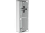 Armadietto Medicinali Fortuna Lai Armadietto Di Pronto Soccorso 20X12X58 Cm In Acciaio Inossidabile Con Vetro Satinato Argento, Ideale Per La Casa E L'ufficio