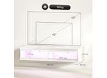 Fortuna Lai Mobile Tv, Mobile Tv Sospeso Con Illuminazione Led Rgb In 16 Colori, Supporto Tv Con Spazio Di Archiviazione Aperto, Per Televisori Da 55-60 Pollici, Per Soggiorno, Camera Da Letto, 140 X 40 X 30 Cm, Bianco Lucido