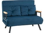 Fortuna Lai Divano Letto Poltrona Relax Con Funzione Letto, Divano Pieghevole In Velluto, Schienale Regolabile, Blu 102X73X81 Cm, Ideale Per La Camera Degli Ospiti