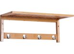 Fortuna Lai Appendiabiti Da Parete Appendiabiti Con Ganci Montaggio A Parete Salvaspazio Portata Massima 5 Kg, 50 X 16 X 17,5 Cm Legno Naturale