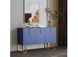 Fortuna Lai Moderno Sideboard A 3 Ante Con Ripiani Regolabili, Ante A U E Maniglie In Metallo E Zoccolo Per Sala Da Pranzo E Cucina (Blu Navy)