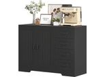 Fortuna Lai Credenza, Cassettiera, Stile Moderno, 4 Cassetti, 1 Armadio, 105 X 40 X 76 Cm, Nero
