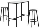 Fortuna Lai Set Tavolo Da Bar Con Sgabelli, Set Da Bar 3 Pezzi, Tavolo Da Pranzo Con 2 Sgabelli, Set Da Pranzo, Tavolo Alto, Tavolo Da Cucina, Acciaio, Bianco, Nero